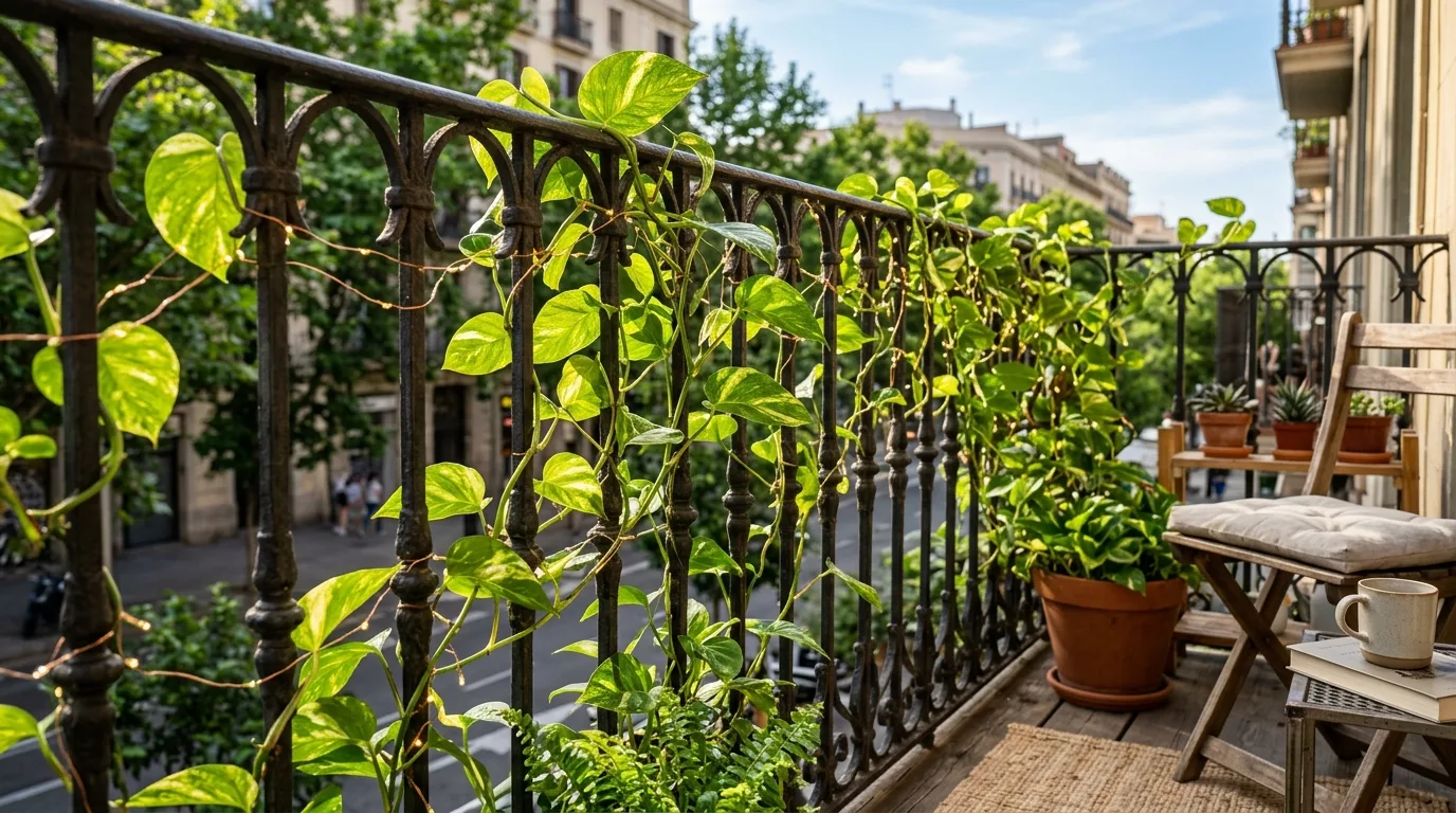 Pothos Climbing Balcony Railing